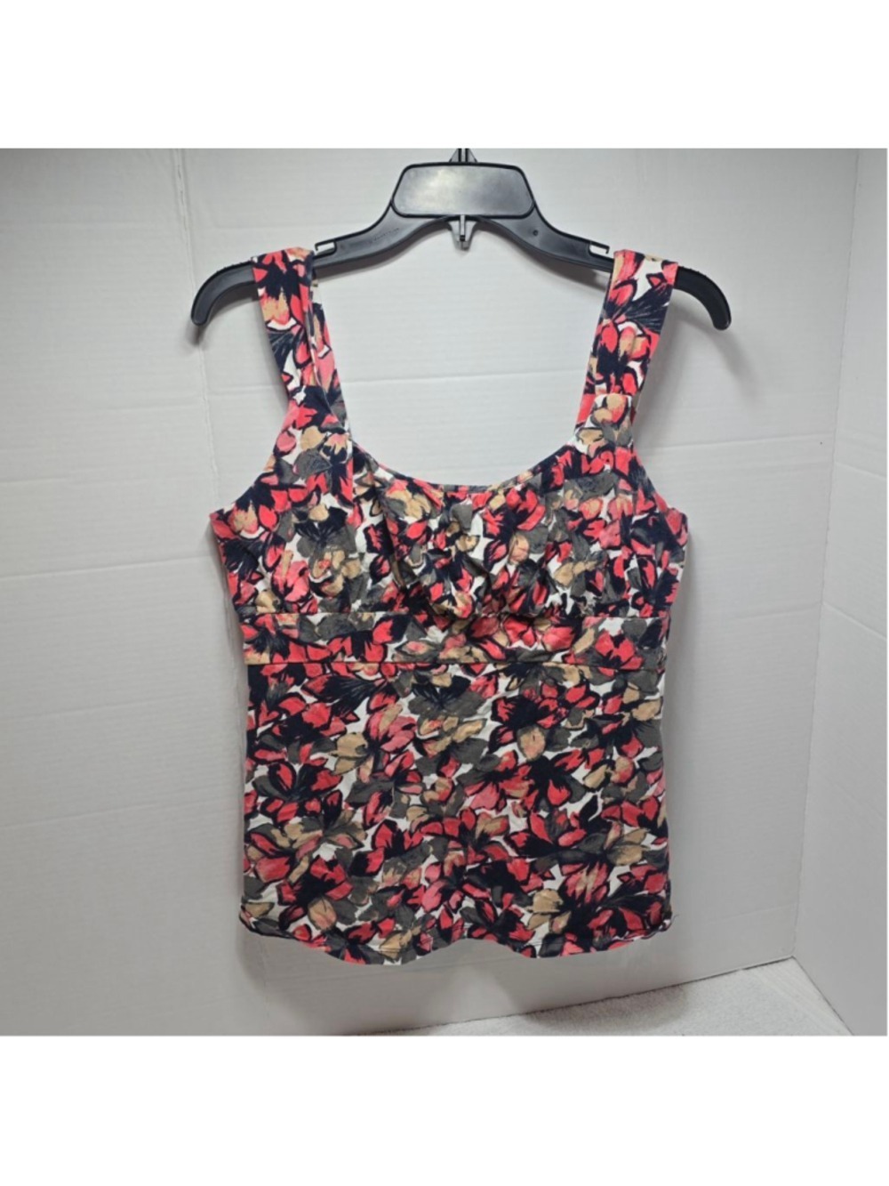Women's Ann Taylor Floral Tank Top L Red Navy